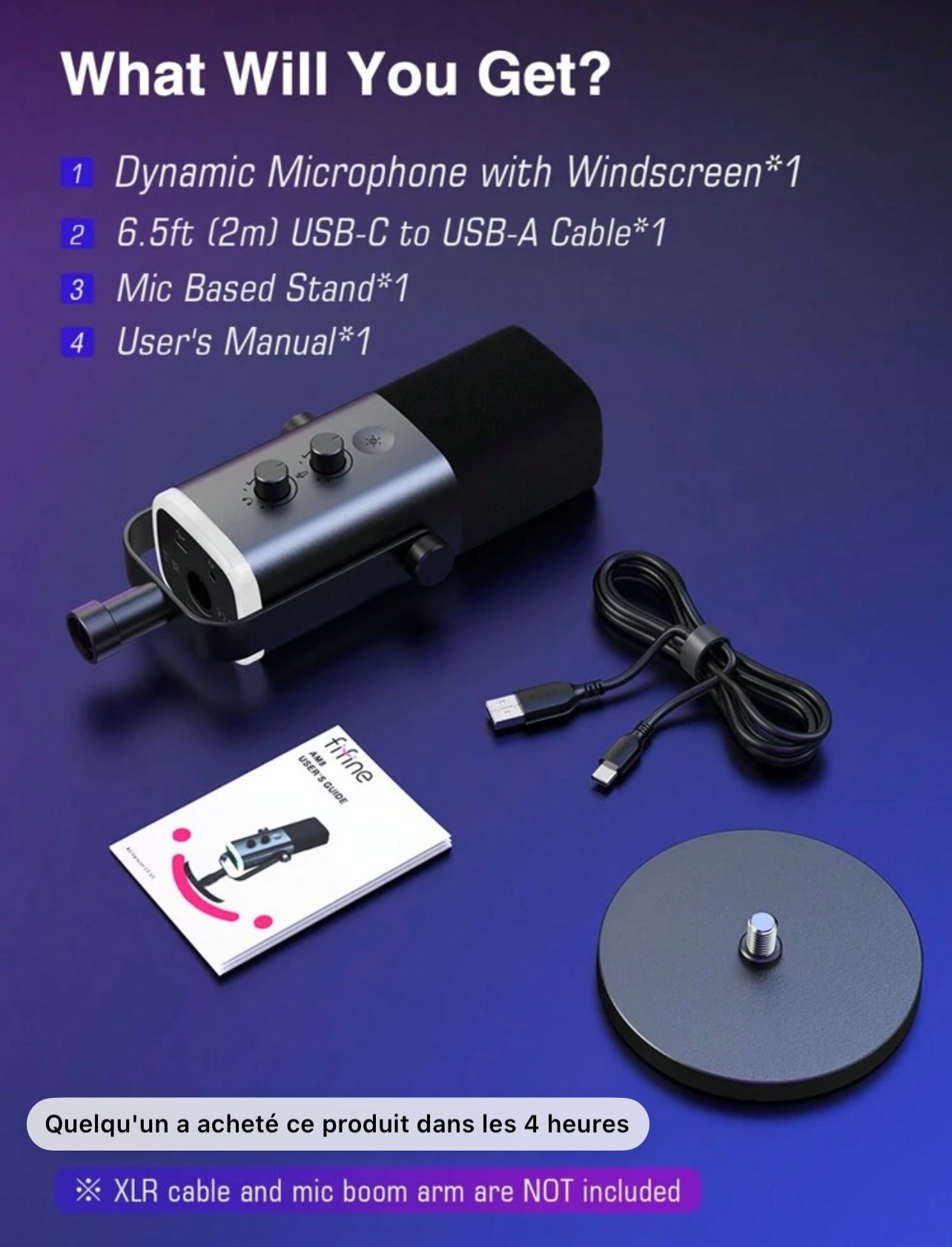 FIFINE Microphone
USB/XLR pour jeux
